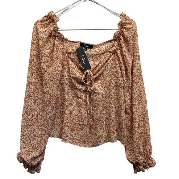 Lulus NWT Babydoll Fairy Sheer Blouse Long Sleeve Small Floral Swifty Coquette - Picture 1 of 9